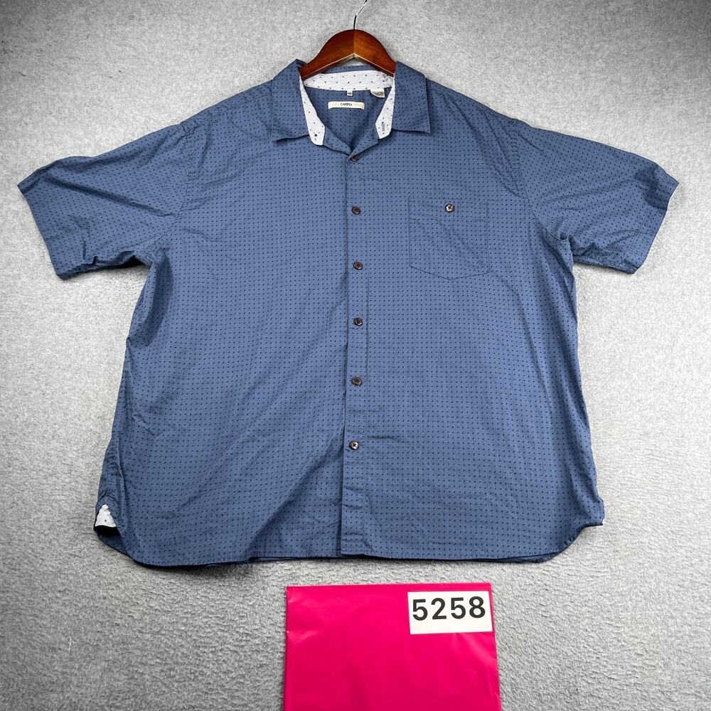 Moda Campia Moda Shirt Navy Blue Geometric Button Up Short Sleeve Mens 2XL